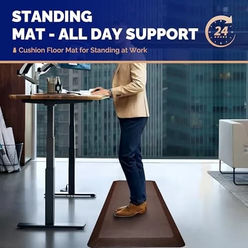 FEATOL Anti Fatigue Mat for Standing Desk & Kitchen Floor, 9/10 Extra Thick | Ergonomic Support for Long Standing thumbnail 2