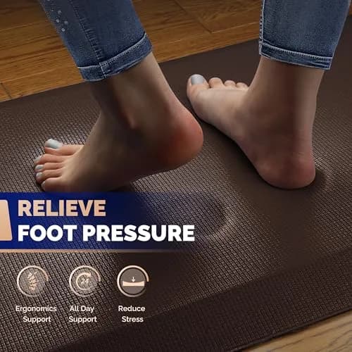 FEATOL Anti Fatigue Mat for Standing Desk & Kitchen Floor, 9/10 Extra Thick | Ergonomic Support for Long Standing thumbnail 3