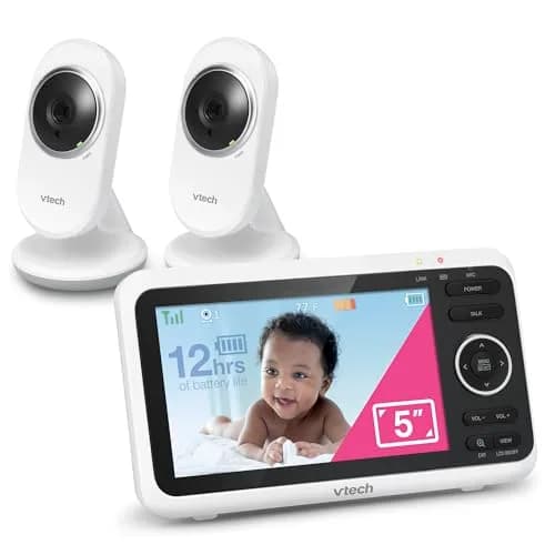 VTech VM350-2 Baby Monitor with 2 Cameras & 5" Screen | No WiFi, 1000ft Range, Night Vision, Temp Sensor thumbnail 1