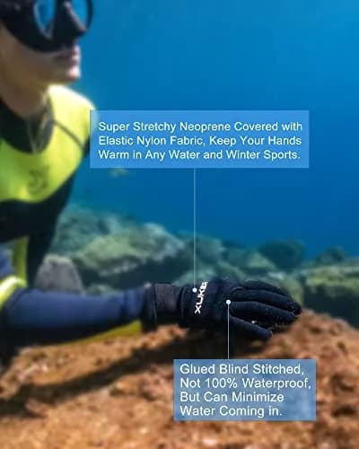 XUKER Water Gloves 3mm Neoprene Five Finger | Thermal Water Sports Gloves for Men Women thumbnail 3