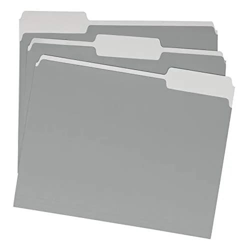 Amazon Basics File Folders for Organization, Letter Size, 1/3 Cut Tab, Gray, 36-Pack | Sturdy Paper Stock thumbnail 2