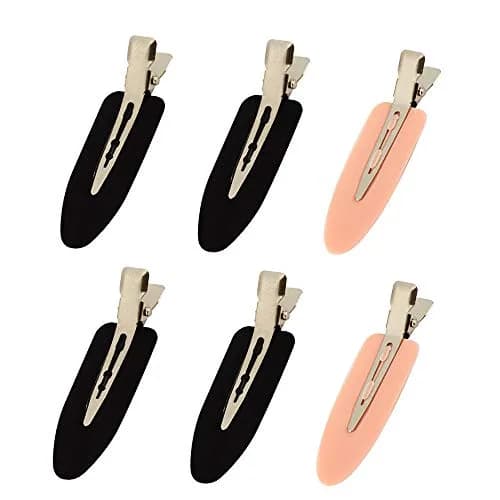 LUOTIVON No Bend Hair Clips 5.5cm (2.17in) | Pack of 6 Black & Pink for Styling, Makeup, Sleeping thumbnail 1