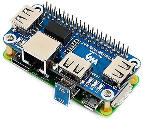 Waveshare Ethernet/USB HUB HAT for Raspberry Pi 5/4B/3B+/Zero 2W with 3x USB 2.0/1.1 Ports & RJ45 10/100M Ethernet Port | Expansion Board thumbnail 1