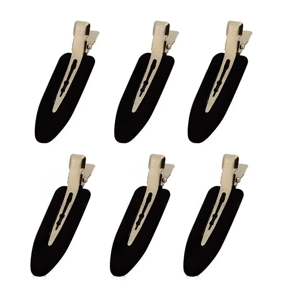 LUOTIVON No Bend Hair Clips for Styling & Makeup, 6 Pieces Black | Holds Hair Without Creasing