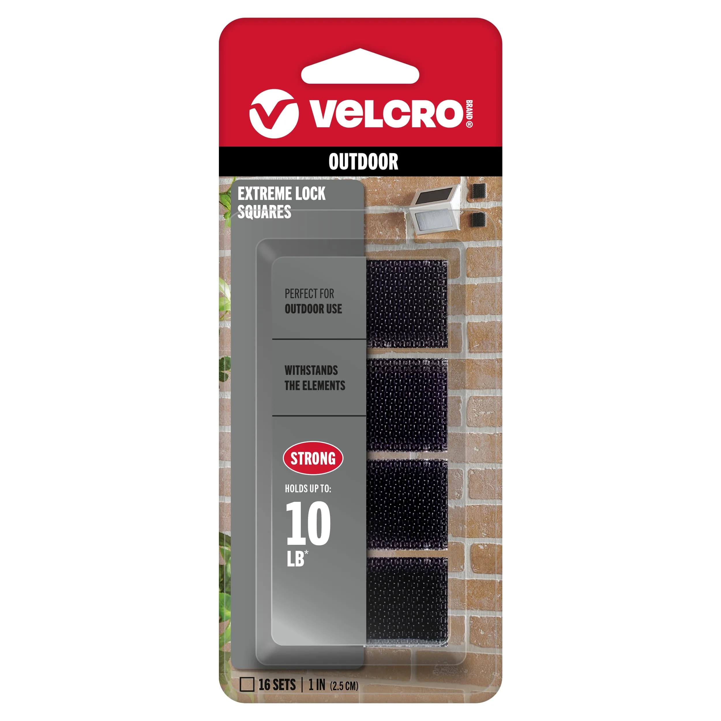 VELCRO Brand Extreme Lock Mounting Squares, Black, 1in | Heavy Duty, Water & UV Resistant — 1 inch Squares, 16Pk
