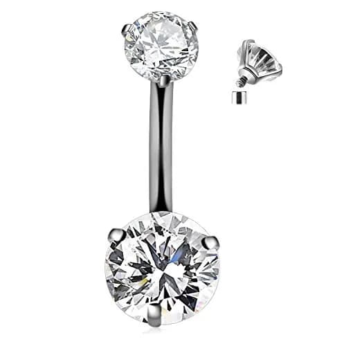 CIZME G23 Solid Titanium Belly Button Rings 14G | Hypoallergenic 10mm Bar for Sensitive Skin thumbnail 2