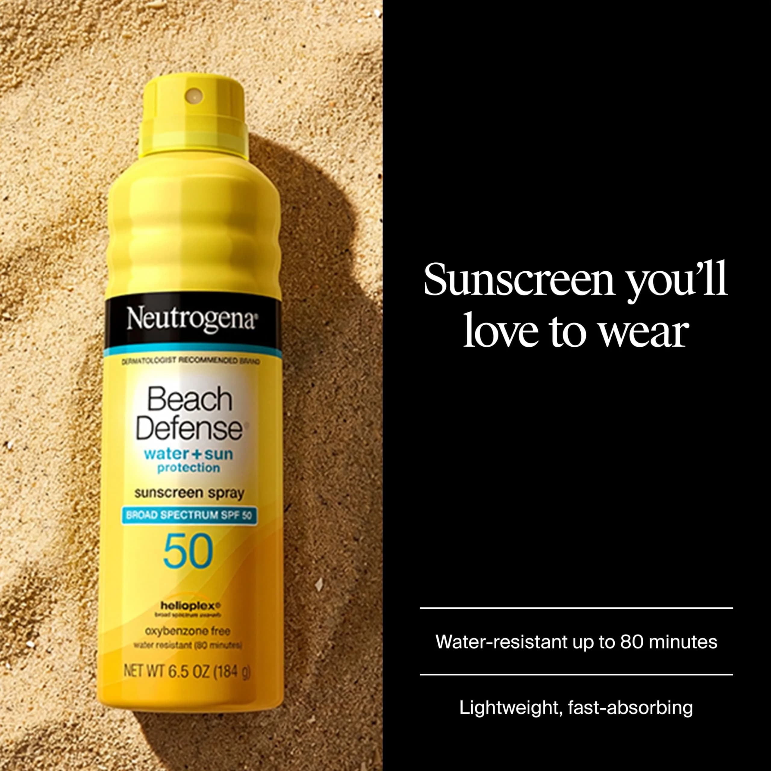 Neutrogena Beach Defense Sunscreen Spray SPF 50, 184 g (6.5 oz) | Water-Resistant 80 Min - view 2