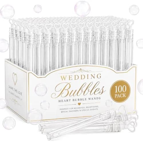 Stock Your Home Heart-Top Wedding Bubbles - 100 Count | Mini Bubble Wands for Weddings & Celebrations thumbnail 1