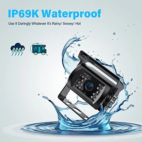 eRapta 1080P Wired Vehicle Safety Camera System Kit, 9" HD DVR Monitor | IP69K Waterproof, 4 HD Cameras, Night Vision, 12-36V thumbnail 6