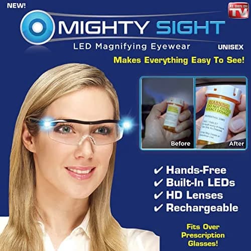 Mighty Sight LED Magnifying Eyewear 1 Count | Hands-Free 160% Magnification with Bright LEDs thumbnail 4