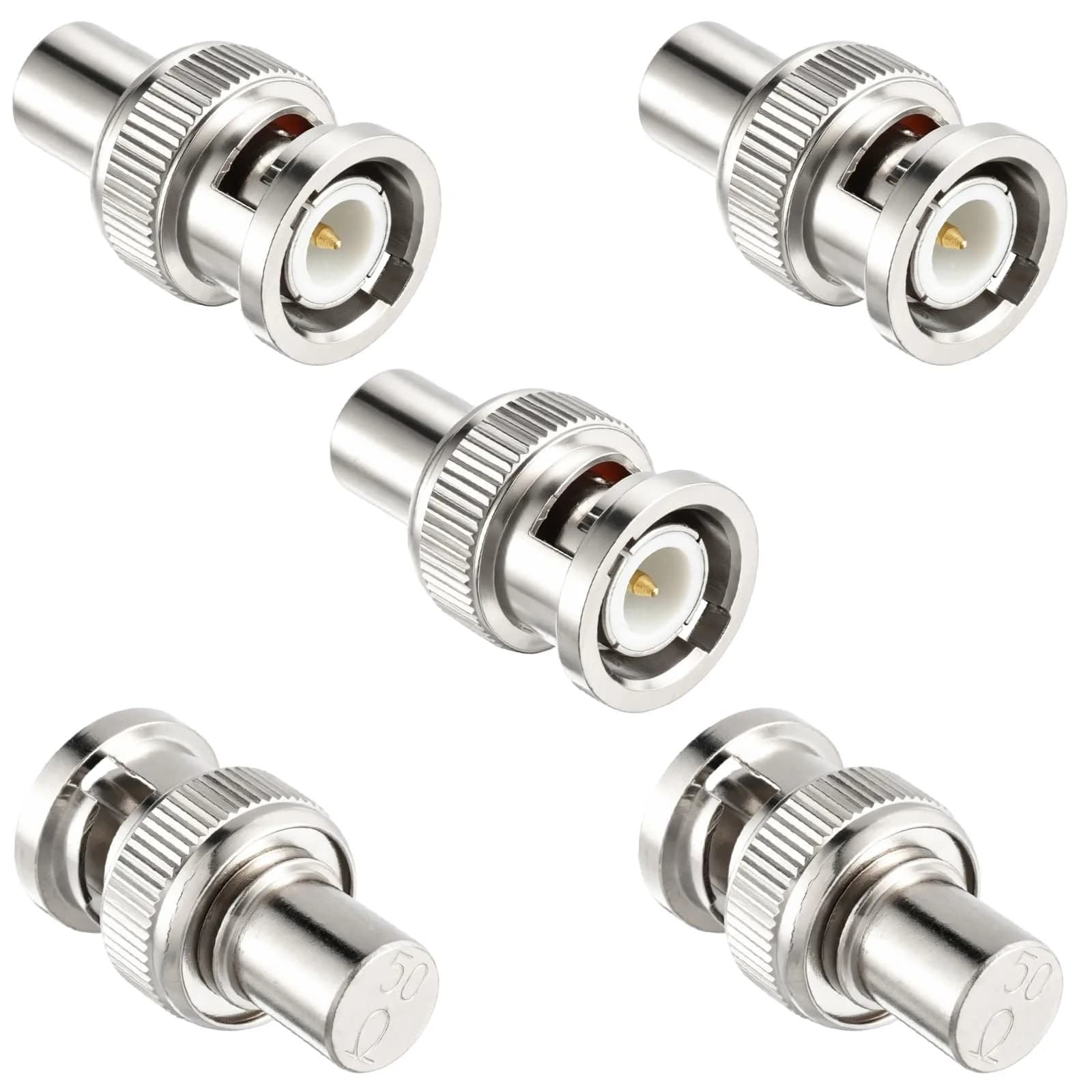 RFAdapter BNC 50 Ohm Terminator 5-Pack Male Plug Caps | Protects Ports & Stabilizes Signals - main product image