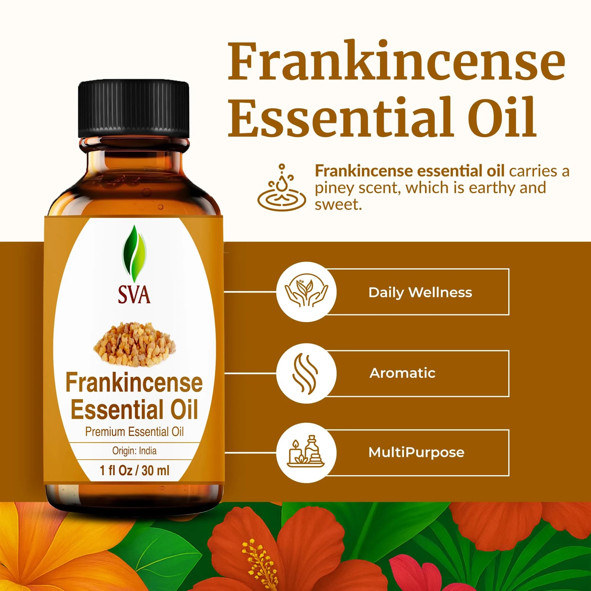 SVA ORGANICS Frankincense Essential Oil 1 Fl Oz (30 ml) | Pure & Natural Aromatherapy Oil - view 2