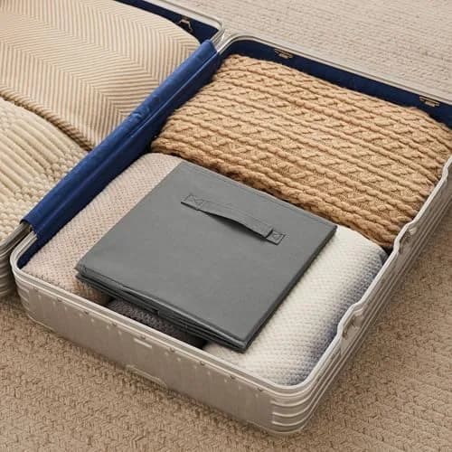 MAX Houser 6 Pack Foldable Fabric Storage Bins, Grey 10.5x10.5x11 Inch | Space-Saving Collapsible Organizer thumbnail 9