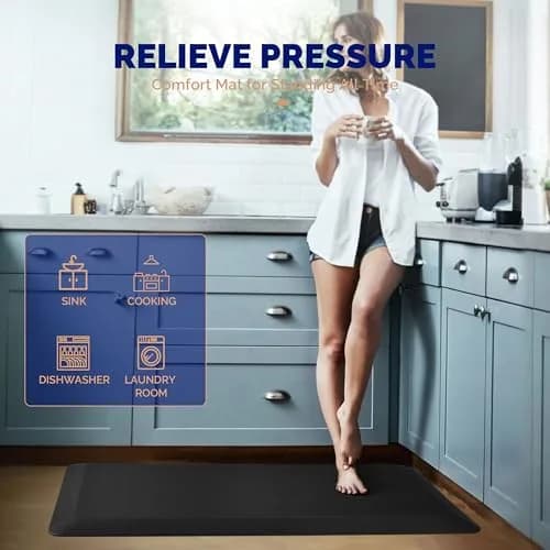FEATOL Anti Fatigue Mat for Standing Desk & Kitchen Floor, 9/10 Extra Thick | Ergonomic Support for Long Standing thumbnail 4