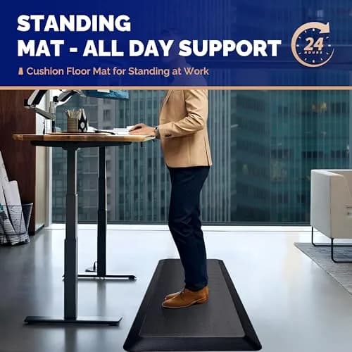 FEATOL Anti Fatigue Mat for Standing Desk & Kitchen Floor, 9/10 Extra Thick | Ergonomic Support for Long Standing thumbnail 2