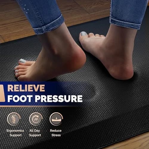 FEATOL Anti Fatigue Mat for Standing Desk & Kitchen Floor, 9/10 Extra Thick | Ergonomic Support for Long Standing thumbnail 3