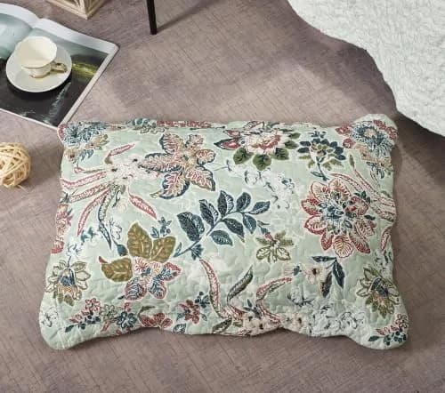 Brilliant Sunshine Green Bedding Set Full/Queen | Vintage Floral Design, All Seasons, Microfiber thumbnail 8