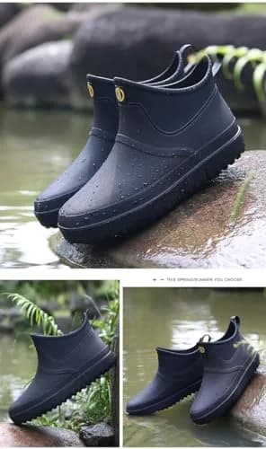 jessie Men's Blue Slip-On Waterproof Ankle Rain Boots Size 8.5 (US) | Non-Slip Rubber Work Footwear thumbnail 8