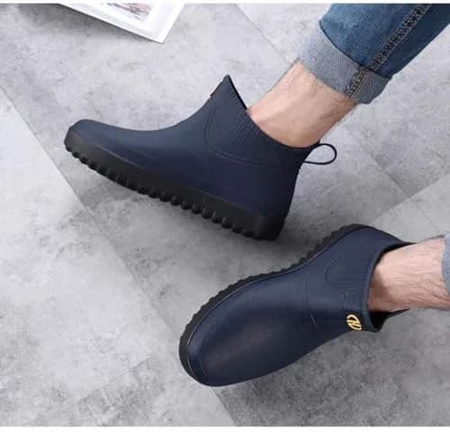jessie Men's Blue Slip-On Waterproof Ankle Rain Boots Size 8.5 (US) | Non-Slip Rubber Work Footwear thumbnail 2