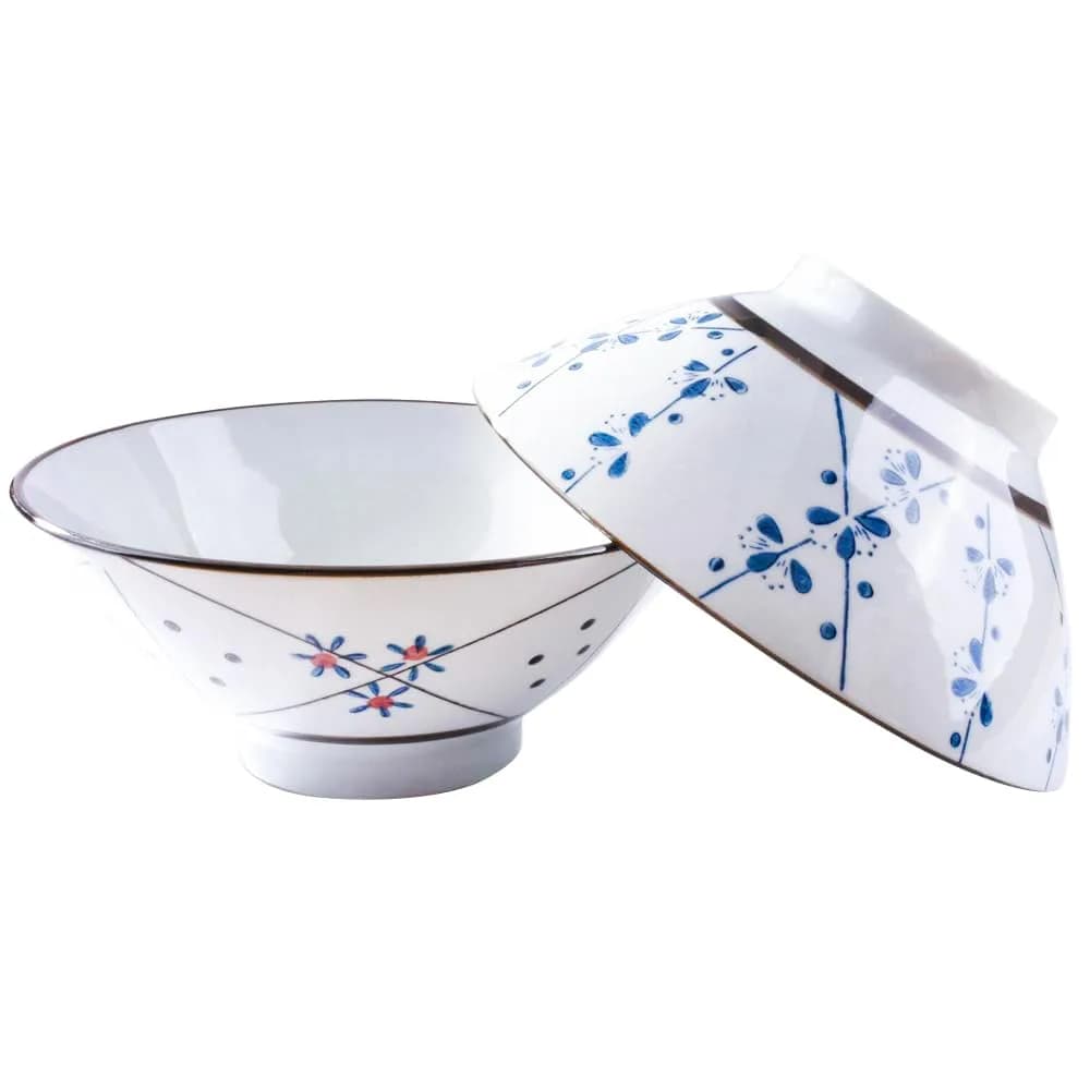 Cerficer Japanese Ceramic Ramen Bowl Set of 2 | 7.5 Inch Deep Soup Bowls, 34.6 OZ, Microwave & Dishwasher Safe
