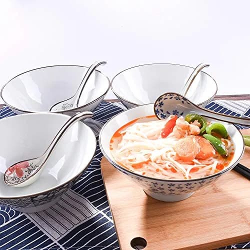 Cerficer Japanese Ceramic Ramen Bowl Set of 2 | 7.5 Inch Deep Soup Bowls, 34.6 OZ, Microwave & Dishwasher Safe thumbnail 5