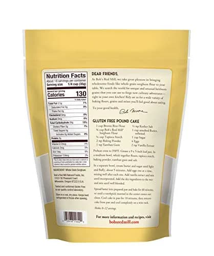 Bob's Red Mill Sorghum Flour 22oz Whole Grain Gluten Free Vegan Kosher | Ideal for Baking & Indian Flatbread thumbnail 2