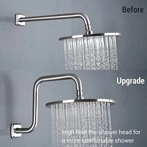 TRUSTMI Shower Arm with Flange, 13 Inch Stainless Steel, Brushed Nickel | High Rise Rainfall Extension thumbnail 7