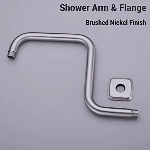 TRUSTMI Shower Arm with Flange, 13 Inch Stainless Steel, Brushed Nickel | High Rise Rainfall Extension thumbnail 3