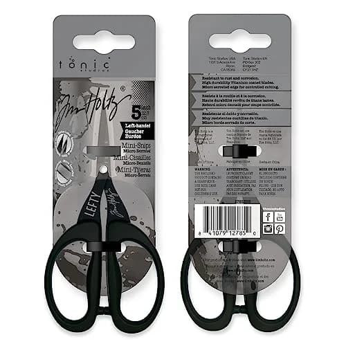 Tonic Studios Tim Holtz Left Handed Scissors 5 Inch Mini Snips with Micro Serrated Blade | Precision Crafting Tool thumbnail 4