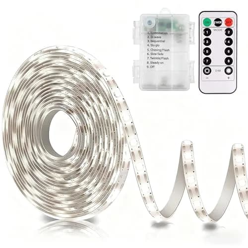 echosari Cool White 9.8ft Battery Operated LED Strip Lights with Remote, 8 Modes, Dimmable thumbnail 1