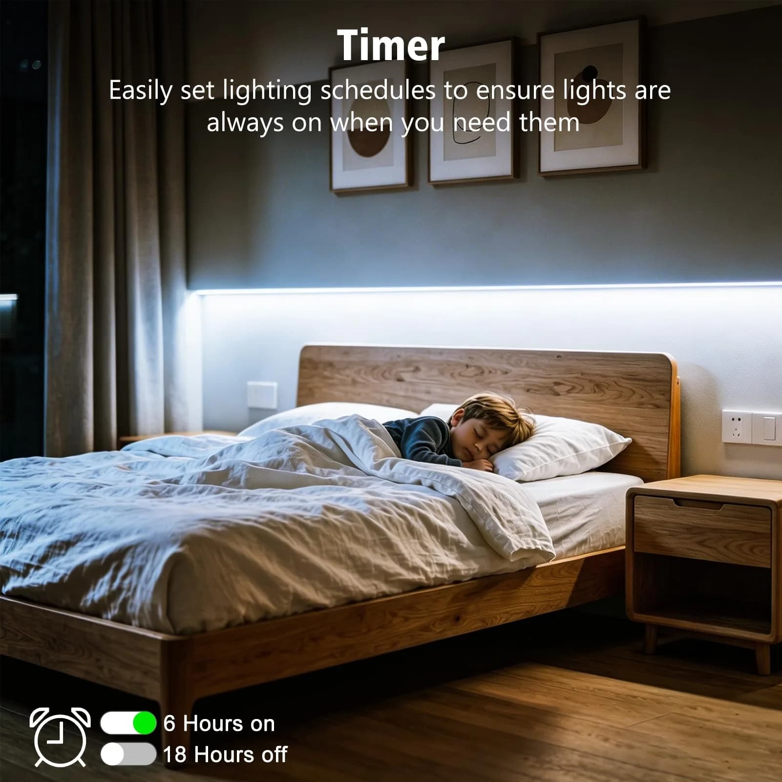echosari Cool White 9.8ft Battery Operated LED Strip Lights with Remote, 8 Modes, Dimmable - view 3