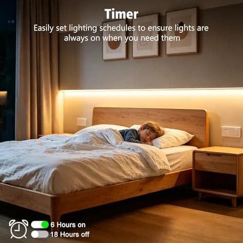 echosari Battery Powered LED Strip Lights 3m (9.8ft) with Remote, 8 Modes, Timer, Warm White | Dimmable & Cuttable for TV, Kitchen, Bedroom Decor thumbnail 4