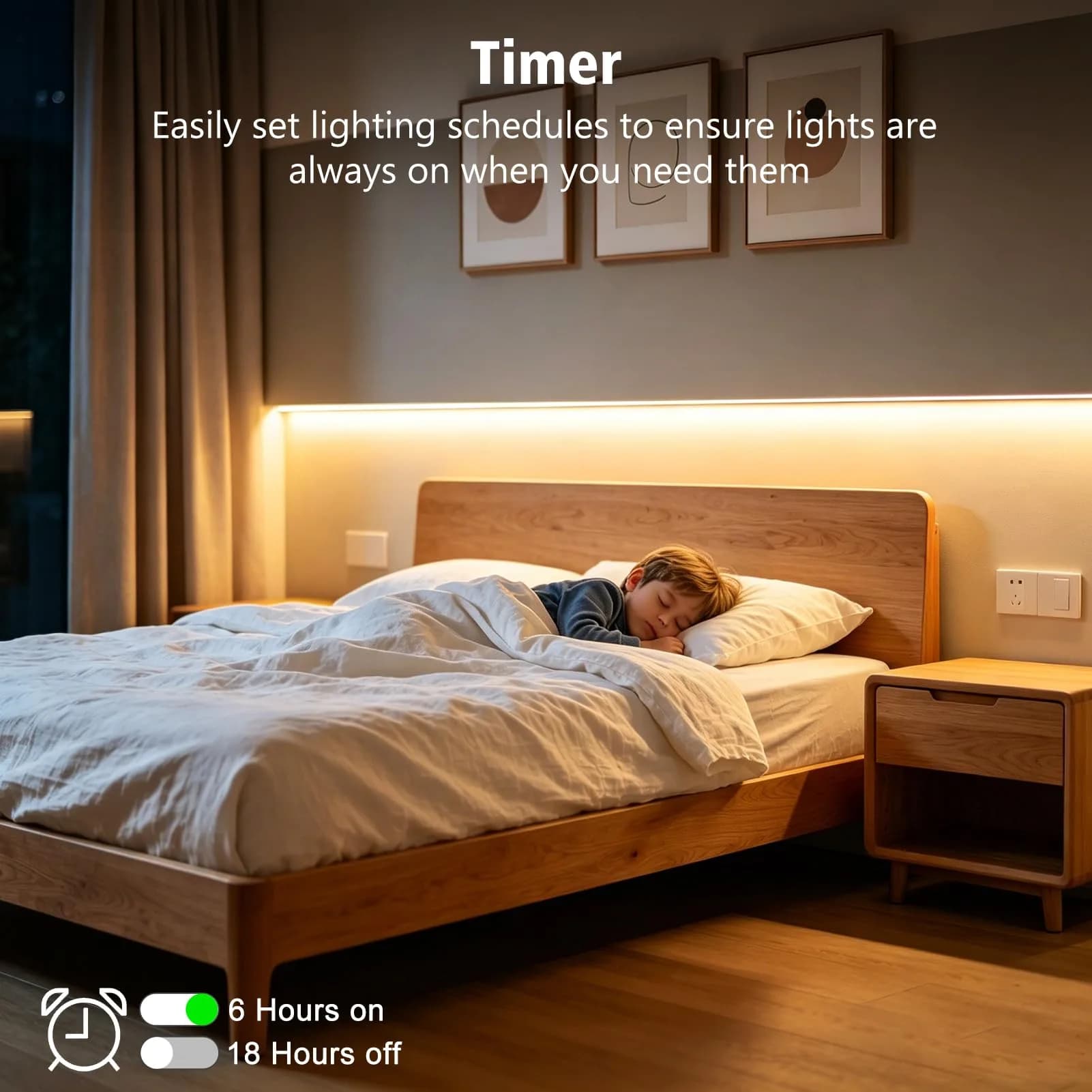 echosari Battery Powered LED Strip Lights 3m (9.8ft) with Remote, 8 Modes, Timer, Warm White | Dimmable & Cuttable for TV, Kitchen, Bedroom Decor - view 4
