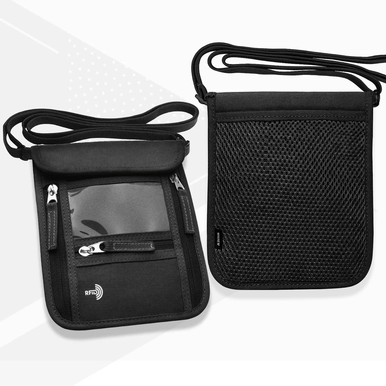 WALNEW RFID Blocking Neck Pouch Passport Holder 19cm (7.5in) | Secure Travel Wallet with Lanyard for Men & Women - view 6