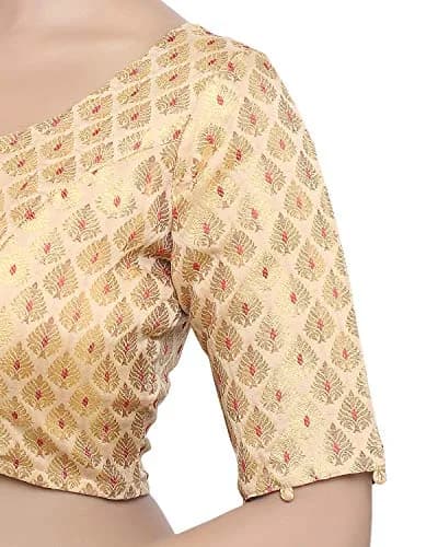 Madhu Fashion Women's Brocade & Georgette Blouse (42, Gold) | Elegant Ceremony Wear thumbnail 4