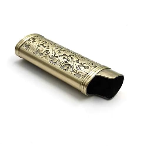 Lucklybestseller Metal Lighter Case Holder Vintage Floral Stamped for BIC Full Size Lighter J6 | Classic Metal Lighter Cover with Carved Patterns thumbnail 7