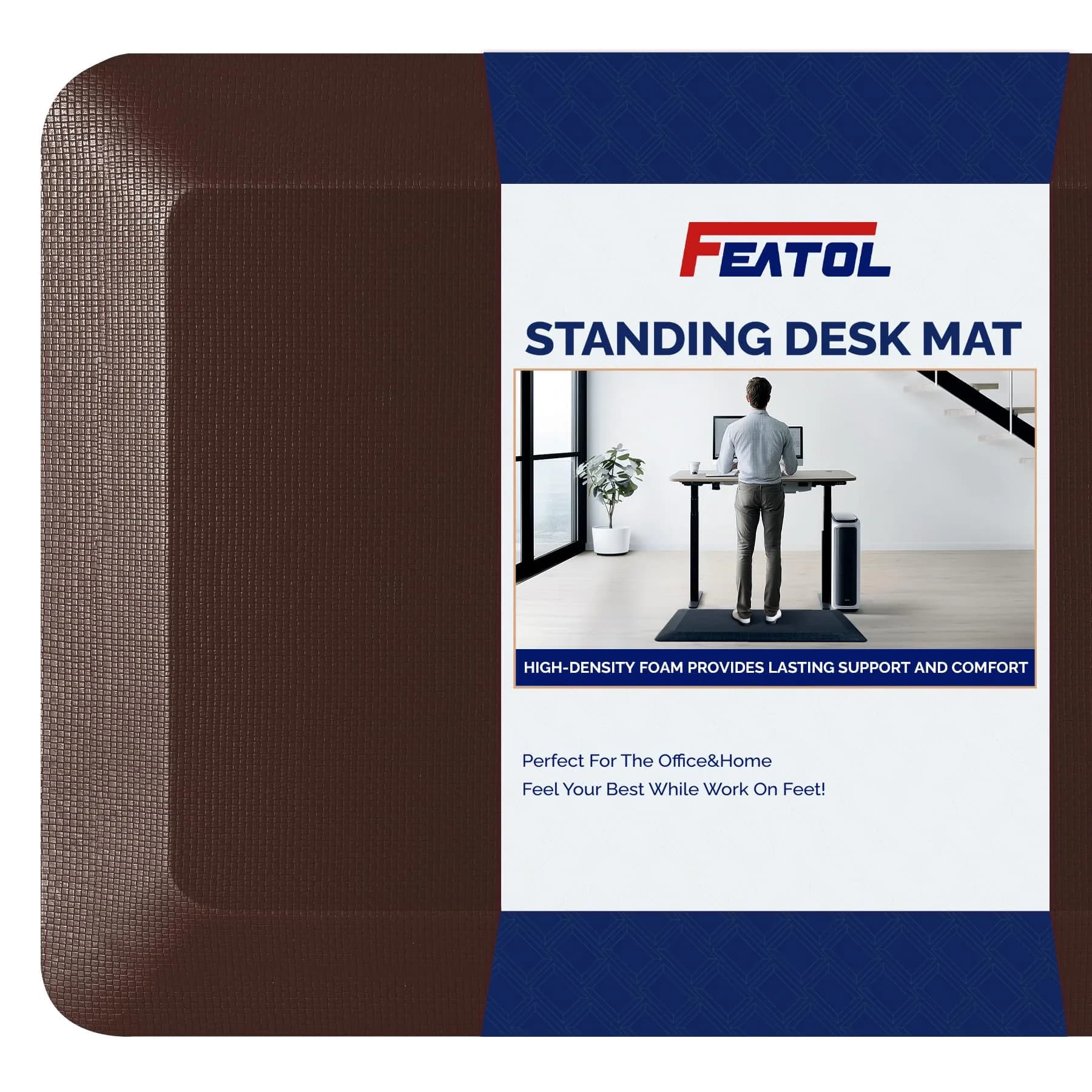 FEATOL Anti Fatigue Mat for Standing Desk & Kitchen Floor | 9/10" Extra Thick Support