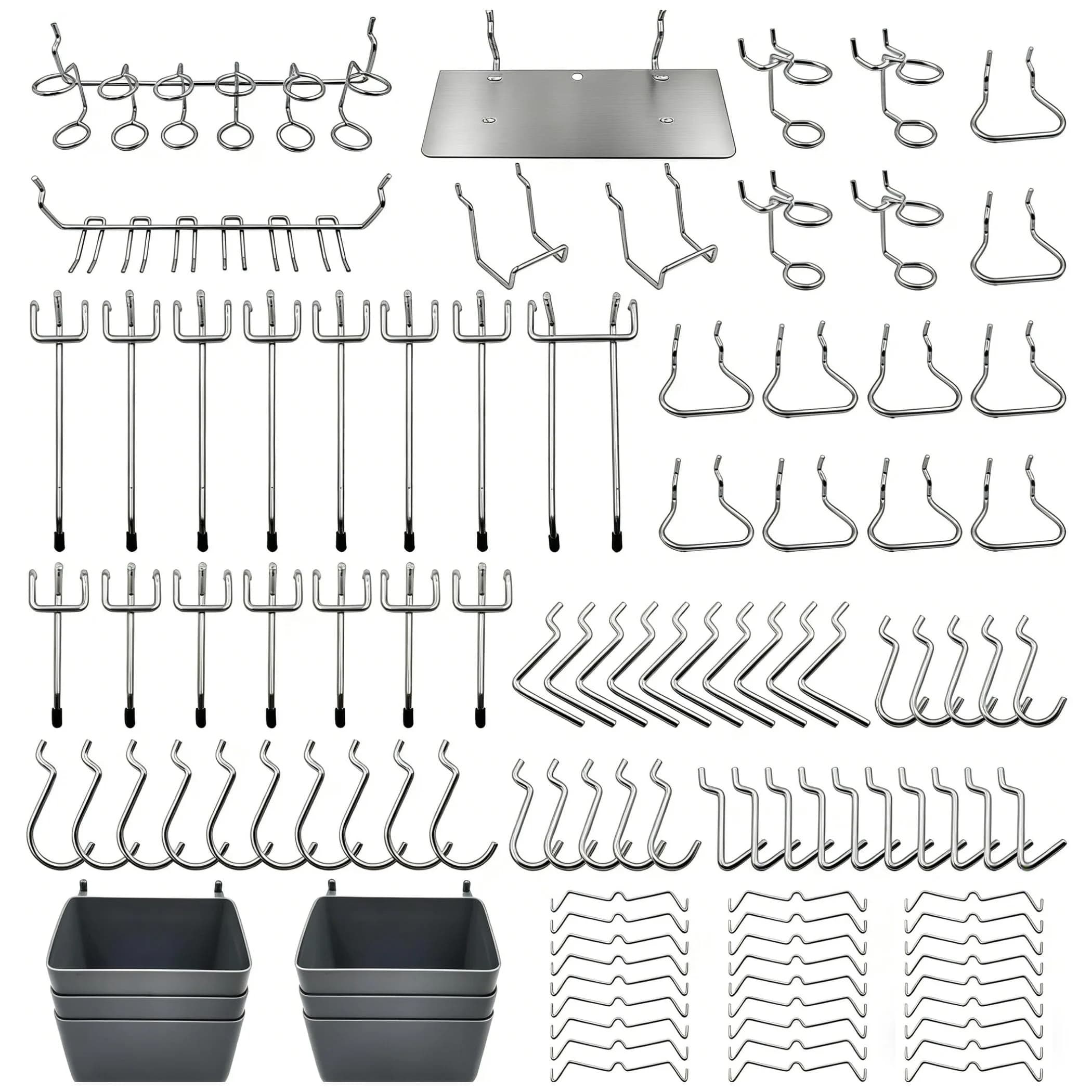 FRIMOONY 140-Piece Pegboard Hooks Assortment with Bins & Locks | Organize Tools on 1/8" & 1/4" Pegboards - main product image