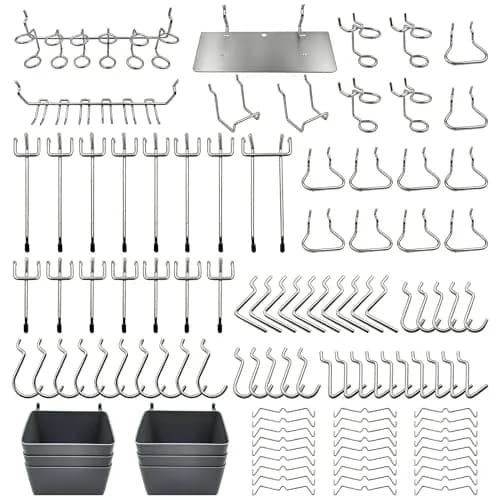 FRIMOONY 140-Piece Pegboard Hooks Assortment with Bins & Locks | Organize Tools on 1/8" & 1/4" Pegboards thumbnail 1
