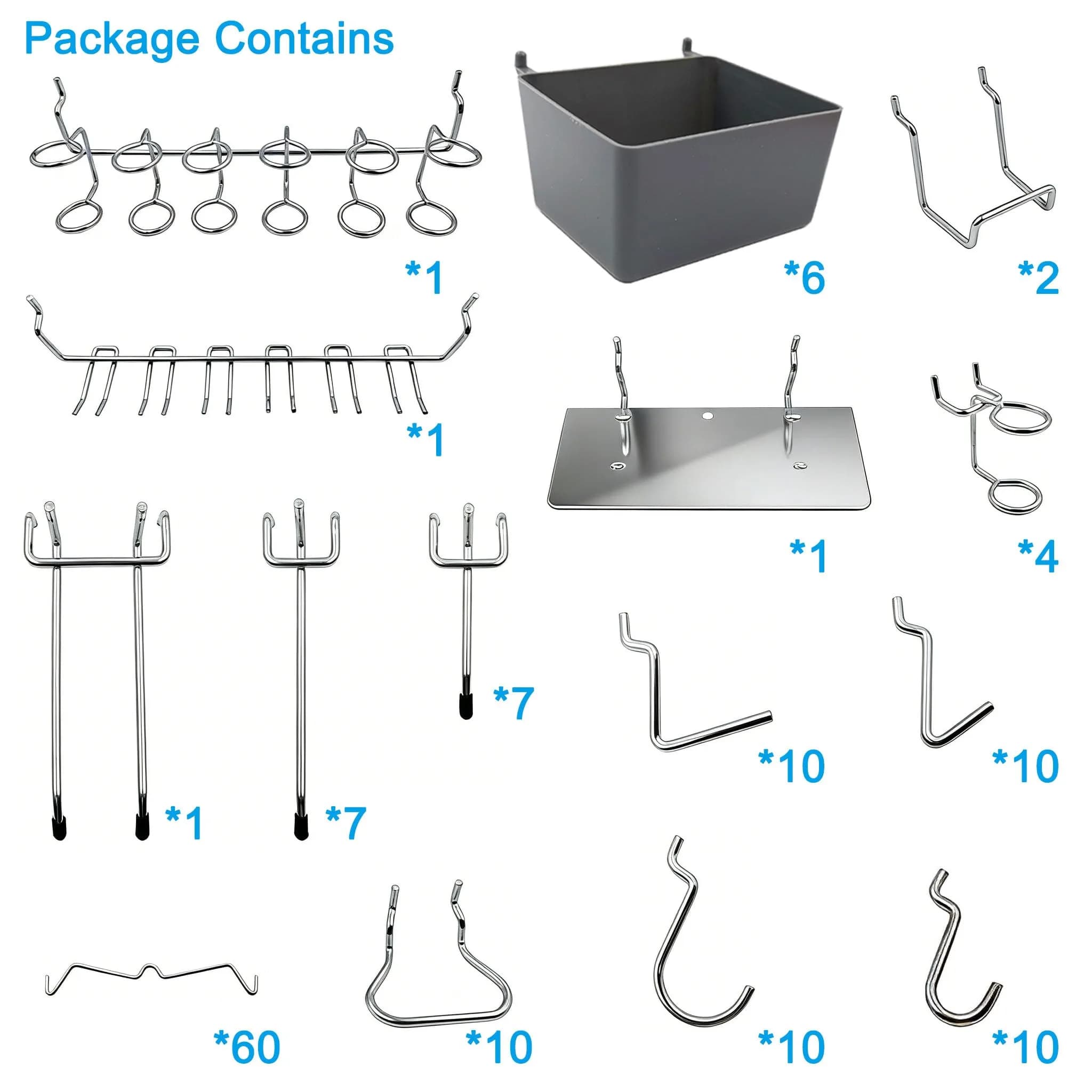 FRIMOONY 140-Piece Pegboard Hooks Assortment with Bins & Locks | Organize Tools on 1/8" & 1/4" Pegboards - view 3