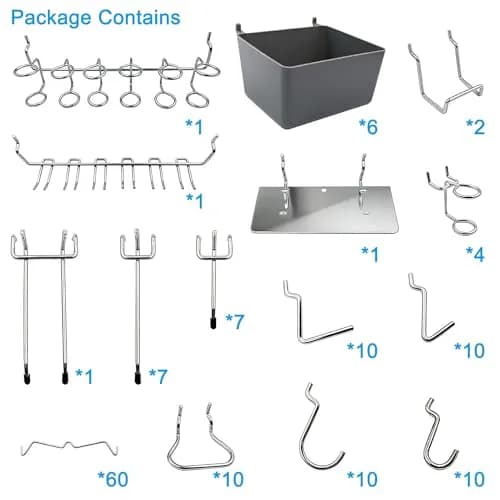 FRIMOONY 140-Piece Pegboard Hooks Assortment with Bins & Locks | Organize Tools on 1/8" & 1/4" Pegboards thumbnail 3