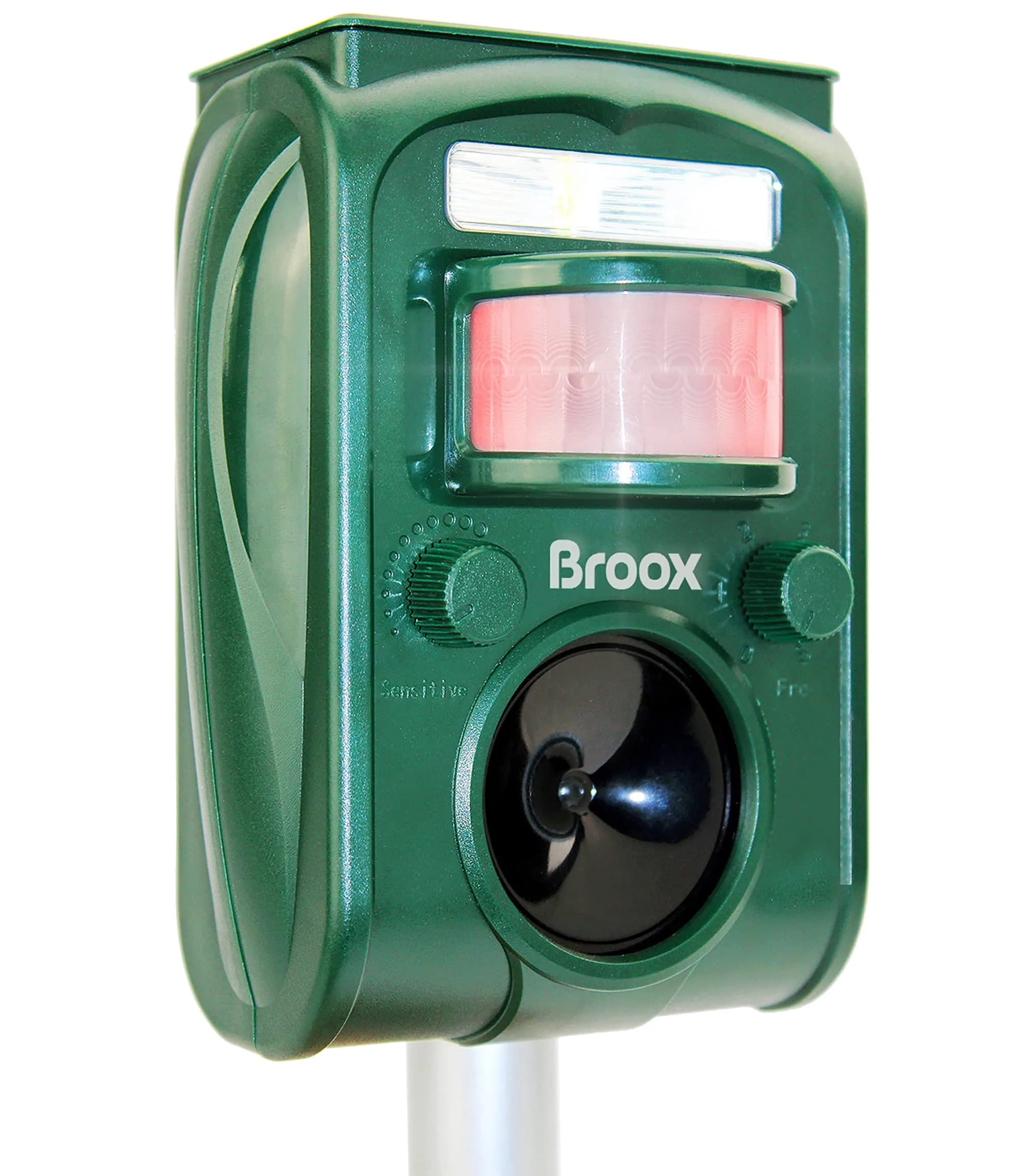Broox Solar Animal Repellent Ultrasonic Pest Repeller with Motion Detection & LED Flashing Light | 11.5cm (4.5in) Width