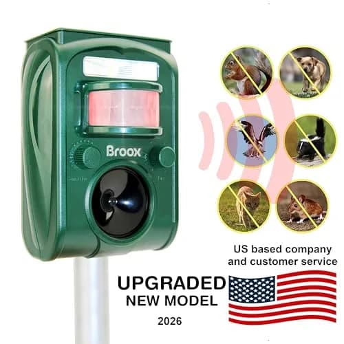 Broox Solar Animal Repellent Ultrasonic Pest Repeller with Motion Detection & LED Flashing Light | 11.5cm (4.5in) Width thumbnail 2