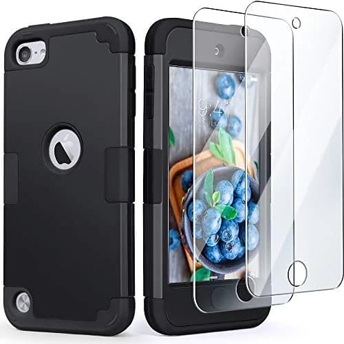 IDweel Black Hybrid Case with 2 Screen Protectors for iPod Touch 7th/6th/5th Gen | Heavy Duty Protection thumbnail 1