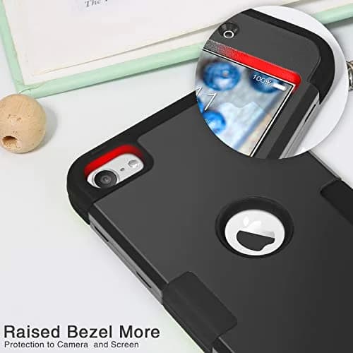 IDweel Black Hybrid Case with 2 Screen Protectors for iPod Touch 7th/6th/5th Gen | Heavy Duty Protection thumbnail 4