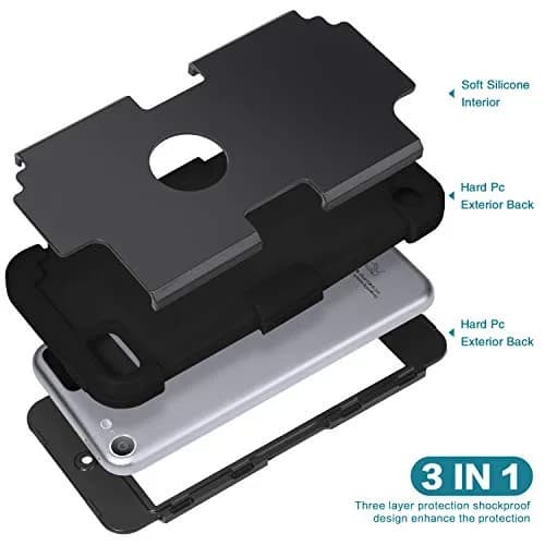 IDweel Black Hybrid Case with 2 Screen Protectors for iPod Touch 7th/6th/5th Gen | Heavy Duty Protection thumbnail 7