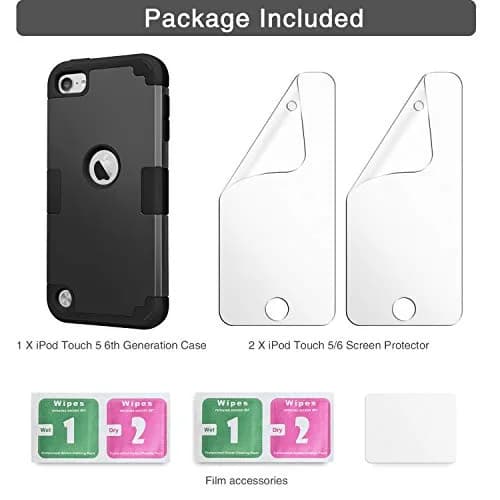 IDweel Black Hybrid Case with 2 Screen Protectors for iPod Touch 7th/6th/5th Gen | Heavy Duty Protection thumbnail 9