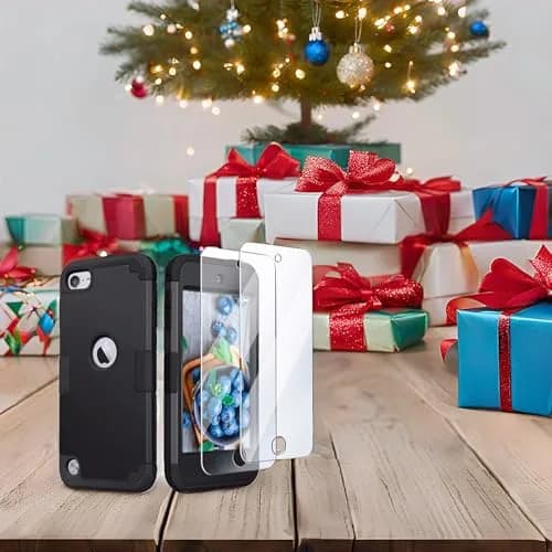 IDweel Black Hybrid Case with 2 Screen Protectors for iPod Touch 7th/6th/5th Gen | Heavy Duty Protection thumbnail 2