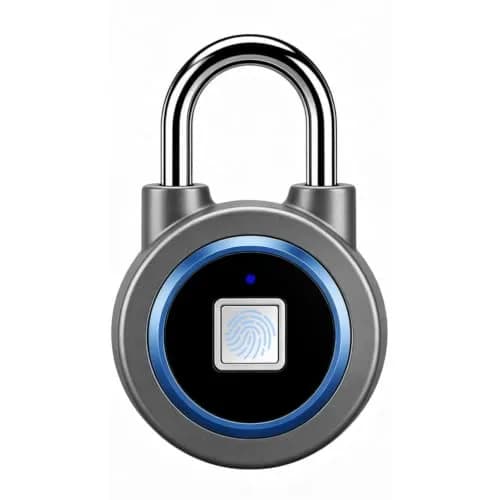 MEGAFEIS Biometric Fingerprint Padlock Blue 1.97in (5cm) Shackle | Bluetooth App Control thumbnail 1