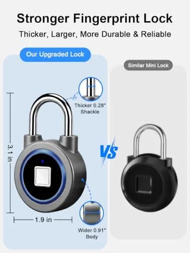 MEGAFEIS Biometric Fingerprint Padlock Blue 1.97in (5cm) Shackle | Bluetooth App Control thumbnail 6